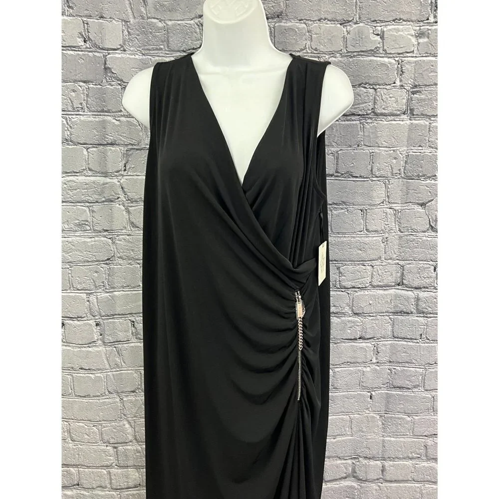 Chico's Dress Black Solid Zip Knit Kit Size 2 L 12 NWT - Picture 2 of 10